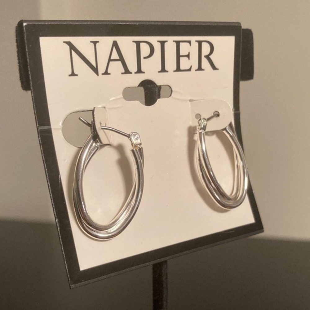 Napier Twisted Silver Hoop Earrings